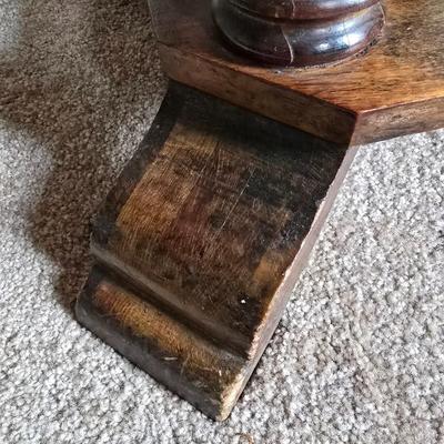 LOT 109L: Solid Wood Side Table with Two Wooden Lamps