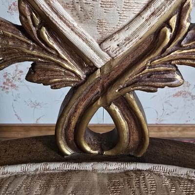 LOT 110L: Antique Armchair and Decoupaged Quilt Box on wheels