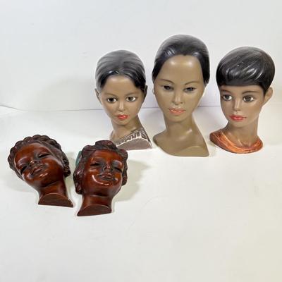 LOT 141B: Vintage Mannequin Heads & Wooden Busts