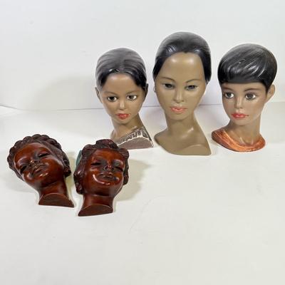 LOT 141B: Vintage Mannequin Heads & Wooden Busts