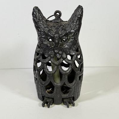 LOT 142B: Vintage Metal Owl Candle Holder and Antique Cat Doorstop