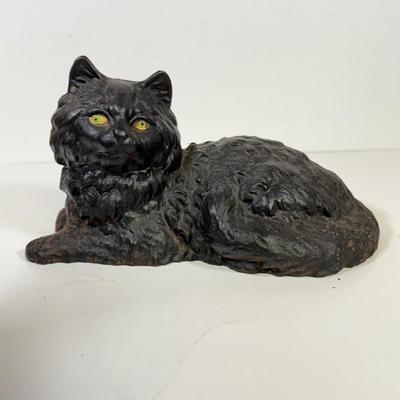 LOT 142B: Vintage Metal Owl Candle Holder and Antique Cat Doorstop