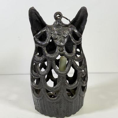 LOT 142B: Vintage Metal Owl Candle Holder and Antique Cat Doorstop
