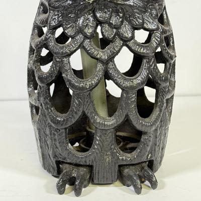 LOT 142B: Vintage Metal Owl Candle Holder and Antique Cat Doorstop