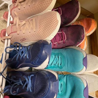 Rack of ladies tennis shoes