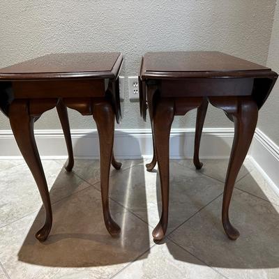 Pair of Drop-Leaf Side Tables with Rotating Tops