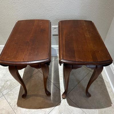 Pair of Drop-Leaf Side Tables with Rotating Tops