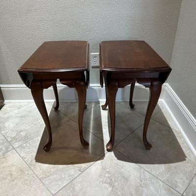 Pair of Drop-Leaf Side Tables with Rotating Tops