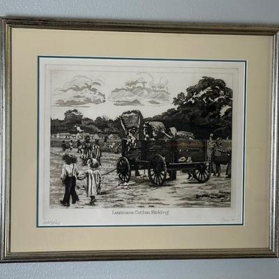 “Louisiana Cotton Picking” Artist Proof Signed by Phillip Sage