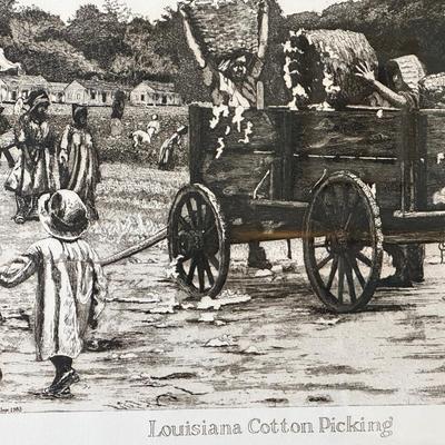 “Louisiana Cotton Picking” Artist Proof Signed by Phillip Sage