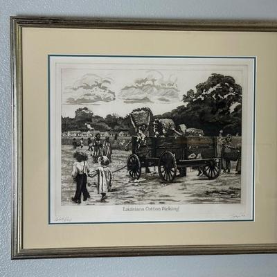 “Louisiana Cotton Picking” Artist Proof Signed by Phillip Sage