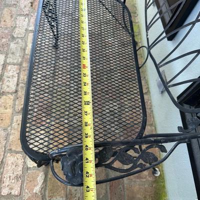 Vintage Wrought Iron Rose Motif Garden Bench