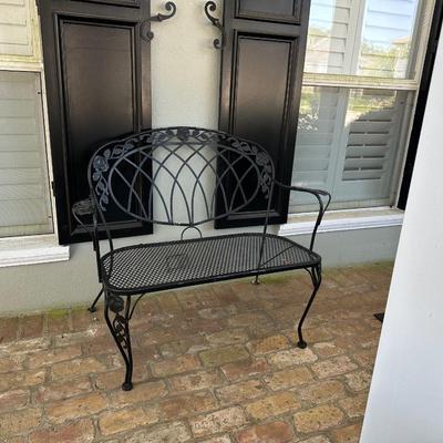 Vintage Wrought Iron Rose Motif Garden Bench