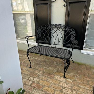 Vintage Wrought Iron Rose Motif Garden Bench