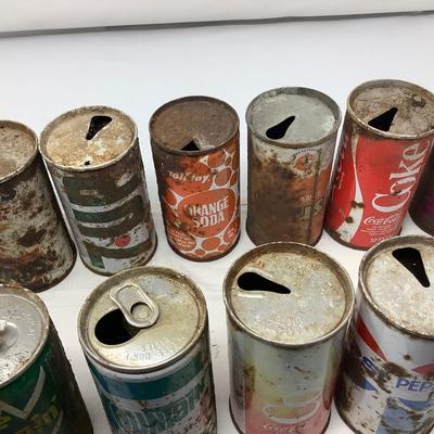 Sale Photo Thumbnail #161: You get 15 vintage pop cans, a variety of different brands.