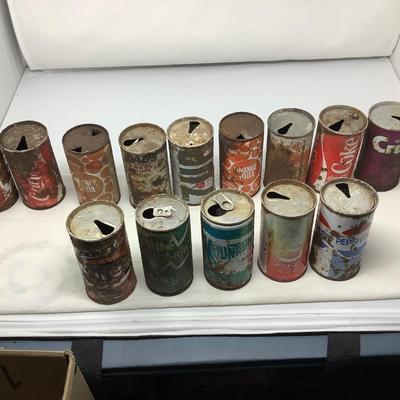 Sale Photo Thumbnail #159: You get 15 vintage pop cans, a variety of different brands.