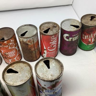 Sale Photo Thumbnail #162: You get 15 vintage pop cans, a variety of different brands.