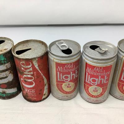 Sale Photo Thumbnail #167: You get 5 vintage beer cans, and 4 vintage pop cans.