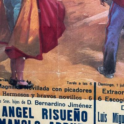 Framed Vintage Plaza De Toros Monumental Poster Matador Spain Advertisement