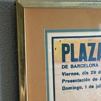 Framed Vintage Plaza De Toros Monumental Poster Matador Spain Advertisement
