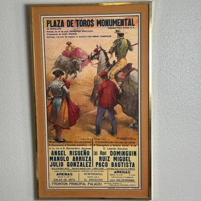 Framed Vintage Plaza De Toros Monumental Poster Matador Spain Advertisement