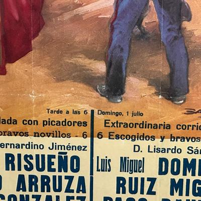 Framed Vintage Plaza De Toros Monumental Poster Matador Spain Advertisement