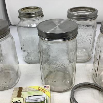 Sale Photo Thumbnail #188: 8 quart canning jars, 6 wide mouth 2 small mouth, 6 Ball,  Kerr, Atlas. Box of lids.