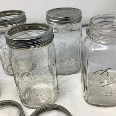 Sale Photo Thumbnail #187: 8 quart canning jars, 6 wide mouth 2 small mouth, 6 Ball,  Kerr, Atlas. Box of lids.
