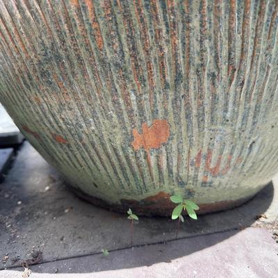 Large Round Glazed Ceramic Outdoor Planter (See details)
