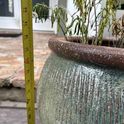 Large Round Glazed Ceramic Outdoor Planter (See details)