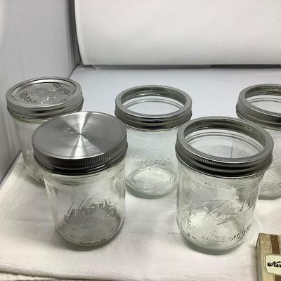 Sale Photo Thumbnail #192: You get 5 pint canning jars, 6 jam jars.  Kerr Ball and unmarked.