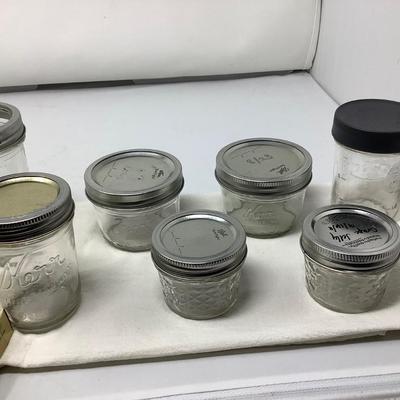 Sale Photo Thumbnail #193: You get 5 pint canning jars, 6 jam jars.  Kerr Ball and unmarked.