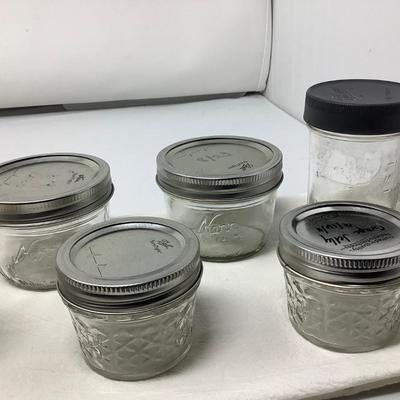 Sale Photo Thumbnail #196: You get 5 pint canning jars, 6 jam jars.  Kerr Ball and unmarked.