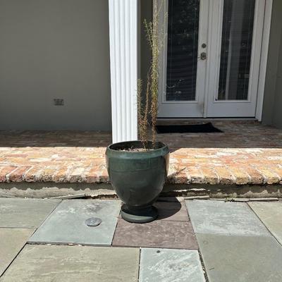 Large Pedestal Base Glazed Ceramic Planter