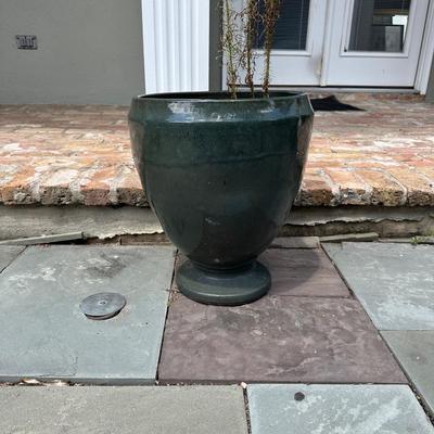 Large Pedestal Base Glazed Ceramic Planter
