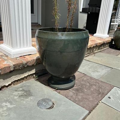 Large Pedestal Base Glazed Ceramic Planter
