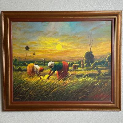 Framed Original Painting on Canvas by Simeon Michel