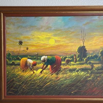 Framed Original Painting on Canvas by Simeon Michel