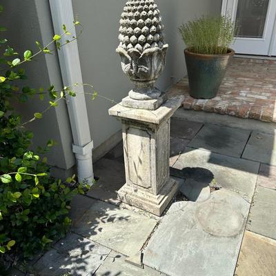 Cement Pineapple Finial on Pedestal Base (see description)