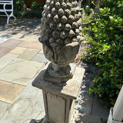 Cement Pineapple Finial on Pedestal Base (see description)