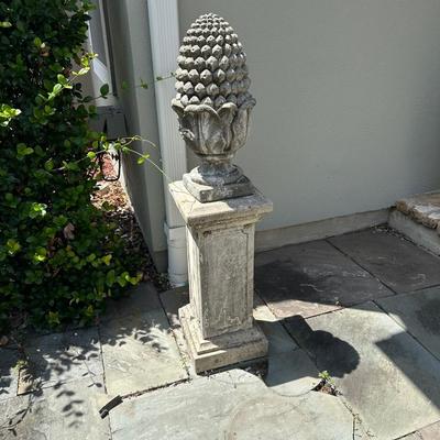 Cement Pineapple Finial on Pedestal Base (see description)