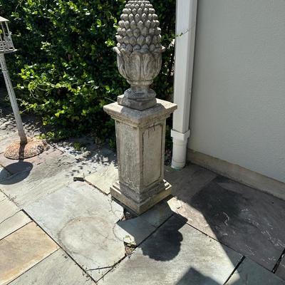 Cement Pineapple Finial on Pedestal Base (see description)
