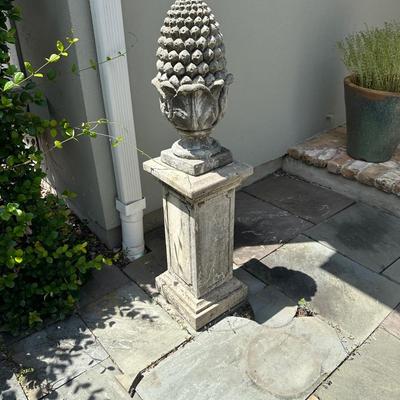 Cement Pineapple Finial on Pedestal Base (see description)