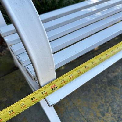 White Slatted Metal Garden Bench
