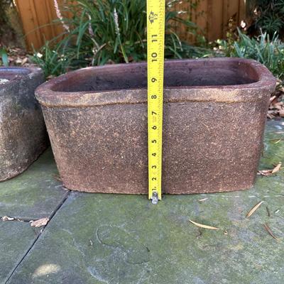 Pair of Vintage Rectangular Stoneware Planters