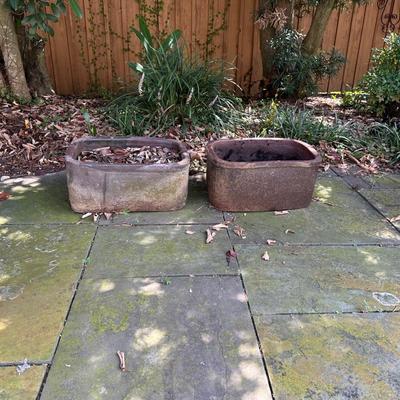 Pair of Vintage Rectangular Stoneware Planters