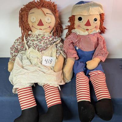 Large Vintage Raggedy Ann and Andy