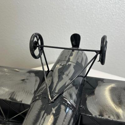 Metal Sculpture Airplane with Rotating Propeller