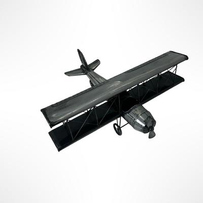 Metal Sculpture Airplane with Rotating Propeller