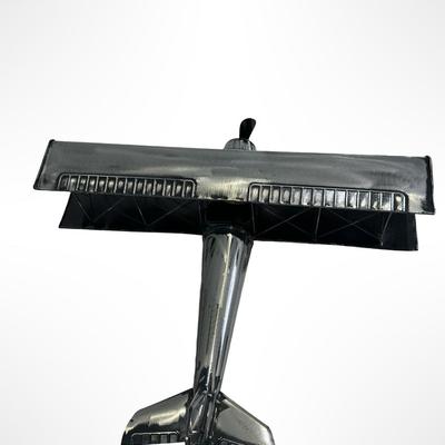 Metal Sculpture Airplane with Rotating Propeller